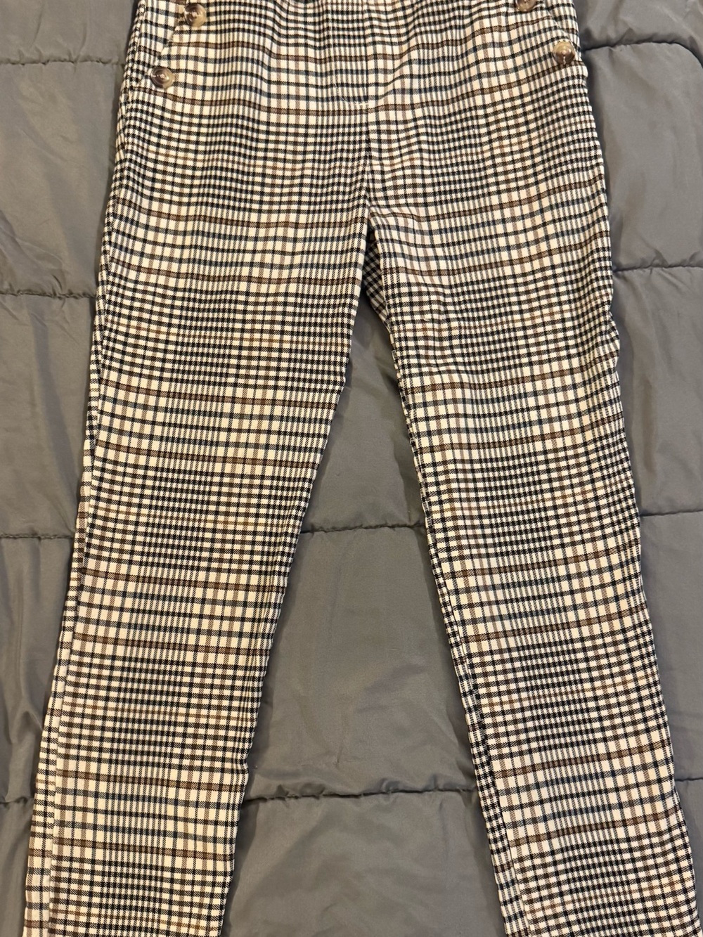Jules and Leopold Plaid Button Detail Trousers